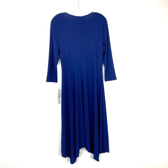Perceptions New York NWT Midi Dress Size M Navy Blue Knot Waist Formal or Office - Picture 5 of 8